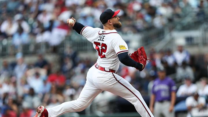 Aug 30, 2026; Cumberland, Georgia, USA;  Atlanta Braves pitcher Dylan Lee (52) pitches against the Colorado Rockies during the eighth inning at Truist Park.  Mandatory Credit: Mady Mertens-Imagn Images