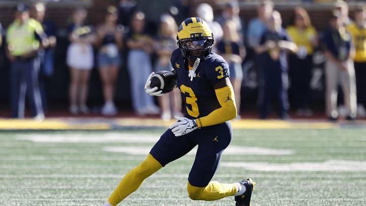 Sep 26, 2026; Ann Arbor, Michigan, USA;  Michigan Wolverines wide receiver Andrew Marsh (3) runs against the Iowa Hawkeyes during the first half at Michigan Stadium.  Mandatory Credit: Rick Osentoski-Imagn Images
