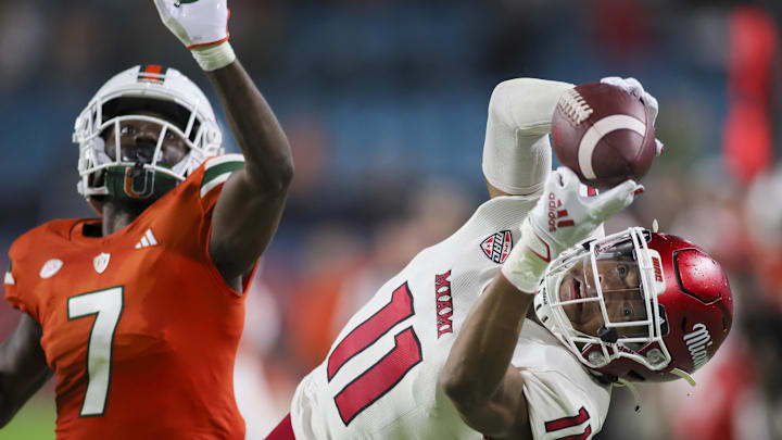 Sep 1, 2023; Miami Gardens, Florida, USA; Miami Redhawks wide receiver Javon Tracy (11) catches the