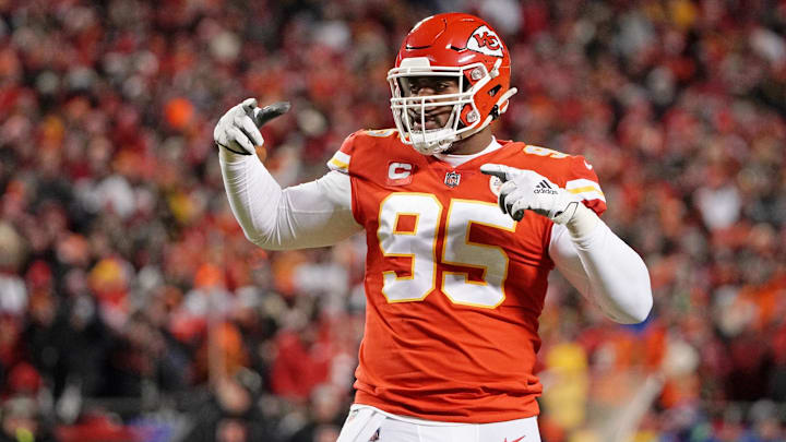 Jan 29, 2023; Kansas City, Missouri, USA; Kansas City Chiefs defensive tackle Chris Jones (95)