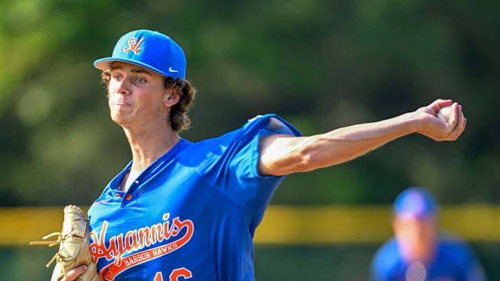 COTUIT 06/21/24 Hyannis starter Joseph Dzierwa delivers against Cotuit. Cape League baseball
Ron Schloerb/Cape Cod Times