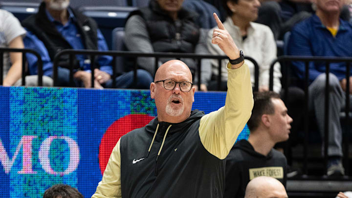 February 8, 2025; Berkeley, California, USA; Wake Forest Demon Deacons head coach Steve Forbes instructs against the California Golden Bears during the first half at Haas Pavilion. Mandatory Credit: Kyle Terada-Imagn Images February 8, 2025; Berkeley, California, USA; Wake Forest Demon Deacons head coach Steve Forbes instructs against the California Golden Bears during the first half at Haas Pavilion. Mandatory Credit: Kyle Terada-Imagn Images