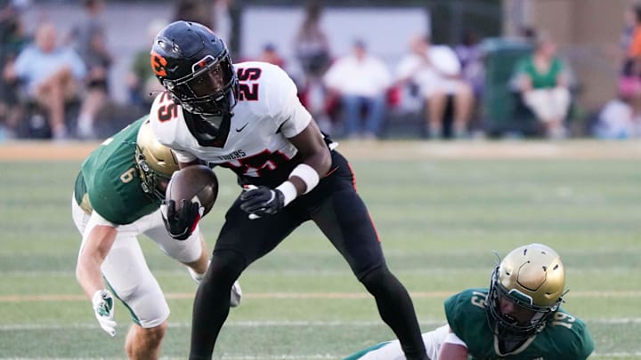 Ensworth’s Justin Hopkins (25) during a high school football game between Knoxville Catholic and Ensworth at Knoxville Catholic, in Knoxville, Tenn., Friday, Sept. 13, 2024.