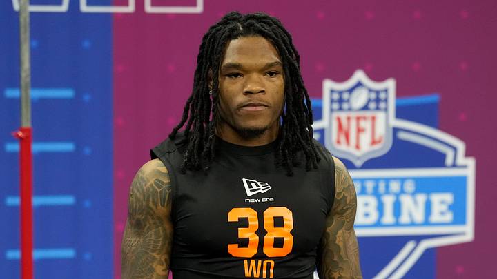 Feb 28, 2026; Indianapolis, IN, USA; LSU wideout Zavion Thomas (WO38) during the NFL Scouting Combine at Lucas Oil Stadium. Mandatory Credit: Kirby Lee-Imagn Images Feb 28, 2026; Indianapolis, IN, USA; LSU wideout Zavion Thomas (WO38) during the NFL Scouting Combine at Lucas Oil Stadium. Mandatory Credit: Kirby Lee-Imagn Images