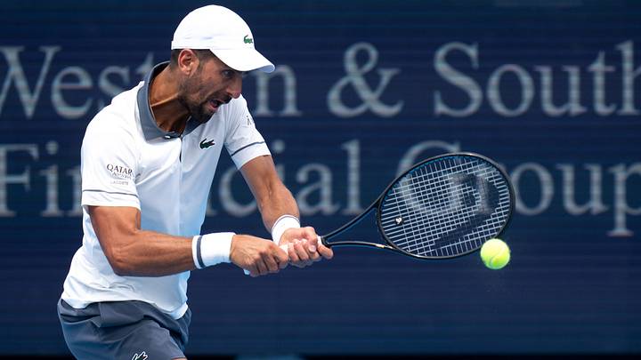 Novak Djokovic returns to Thiago Agustin Tirante at the Cincinnati Open at the Lindner Family Tennis Center in Mason, Ohio, on Saturday, August 15, 2026.