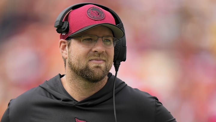 Sep 10, 2023; Landover, Maryland, USA;Arizona Cardinals defensive backs coach Patrick Toney walks on the sideline before the game against the Washington Commander at FedExField. Mandatory Credit: Brent Skeen-Imagn Images