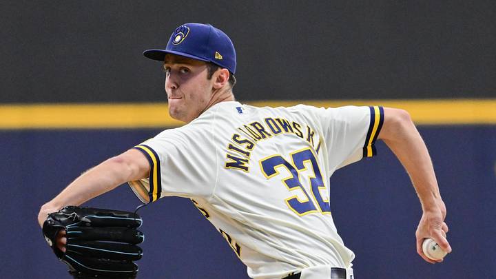 May 13, 2026; Milwaukee, Wisconsin, USA; Milwaukee Brewers starting pitcher Jacob Misiorowski (32) throws a pitch in the first inning against the San Diego Padres at American Family Field. Mandatory Credit: Benny Sieu-Imagn Images May 13, 2026; Milwaukee, Wisconsin, USA; Milwaukee Brewers starting pitcher Jacob Misiorowski (32) throws a pitch in the first inning against the San Diego Padres at American Family Field. Mandatory Credit: Benny Sieu-Imagn Images
