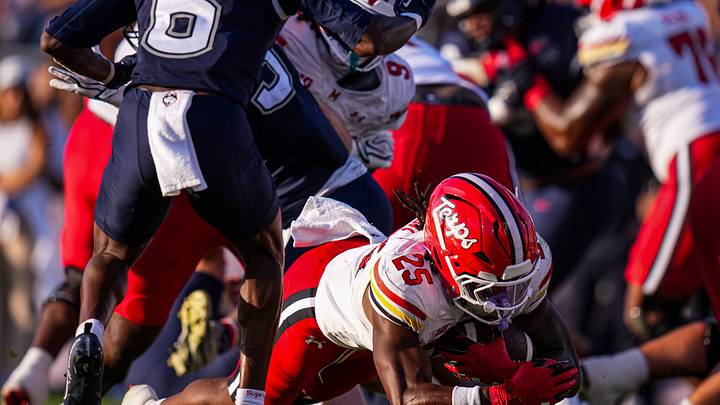 Sep 12, 2026; East Hartford, Connecticut, USA; Maryland Terrapins running back Harry Dalton III (25) drives the ball for a touchdown against the UConn Huskies in the second half at Pratt & Whitney Stadium at Rentschler Field. Mandatory Credit: David Butler II-Imagn Images Sep 12, 2026; East Hartford, Connecticut, USA; Maryland Terrapins running back Harry Dalton III (25) drives the ball for a touchdown against the UConn Huskies in the second half at Pratt & Whitney Stadium at Rentschler Field. Mandatory Credit: David Butler II-Imagn Images