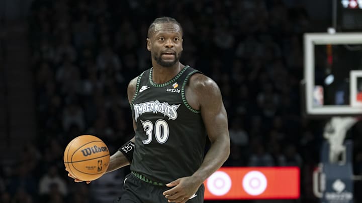 Oct 26, 2025; Minneapolis, Minnesota, USA; Minnesota Timberwolves forward Julius Randle (30) dribbles the ball against the Indiana Pacers in the first half at Target Center. Mandatory Credit: Jesse Johnson-Imagn Images Oct 26, 2025; Minneapolis, Minnesota, USA; Minnesota Timberwolves forward Julius Randle (30) dribbles the ball against the Indiana Pacers in the first half at Target Center. Mandatory Credit: Jesse Johnson-Imagn Images