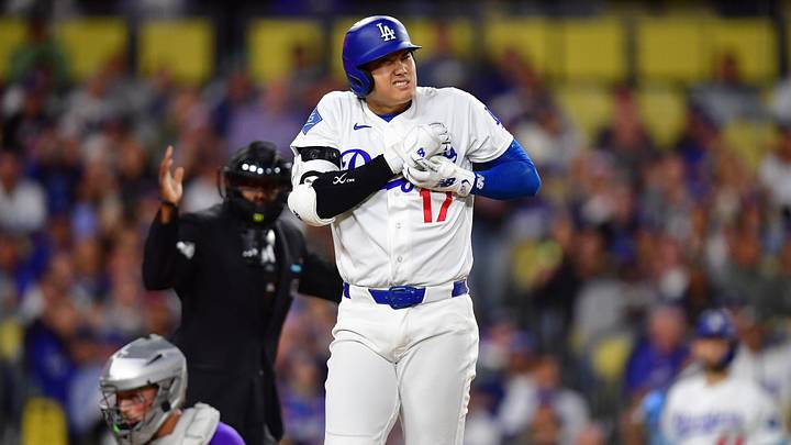 May 26, 2026; Los Angeles, California, USA; Los Angeles Dodgers designated hitter Shohei Ohtani (17) reacts after being hit by pitch from Colorado Rockies pitcher Kyle Freeland (21) during the fourth inning at Dodger Stadium. Mandatory Credit: Gary A. Vasquez-Imagn Images May 26, 2026; Los Angeles, California, USA; Los Angeles Dodgers designated hitter Shohei Ohtani (17) reacts after being hit by pitch from Colorado Rockies pitcher Kyle Freeland (21) during the fourth inning at Dodger Stadium. Mandatory Credit: Gary A. Vasquez-Imagn Images