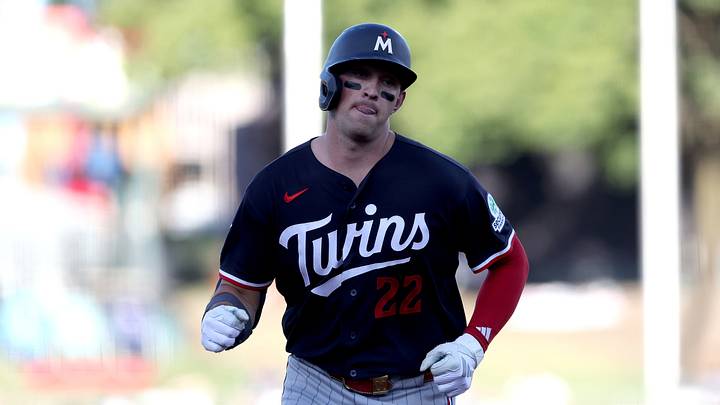 Aug 26, 2026; West Sacramento, California, USA;  Minnesota Twins third baseman Brooks Lee (22) rounds the  bases after hitting a solo home run against the Athletics during the first inning at Sutter Health Park.  Mandatory Credit: Dennis Lee-Imagn Images