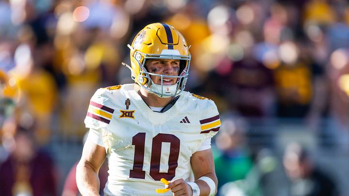 Oct 18, 2025; Tempe, Arizona, USA; Arizona State Sun Devils quarterback Sam Leavitt (10) against the Texas Tech Red Raiders at Mountain America Stadium. Mandatory Credit: Mark J. Rebilas-Imagn Images Oct 18, 2025; Tempe, Arizona, USA; Arizona State Sun Devils quarterback Sam Leavitt (10) against the Texas Tech Red Raiders at Mountain America Stadium. Mandatory Credit: Mark J. Rebilas-Imagn Images