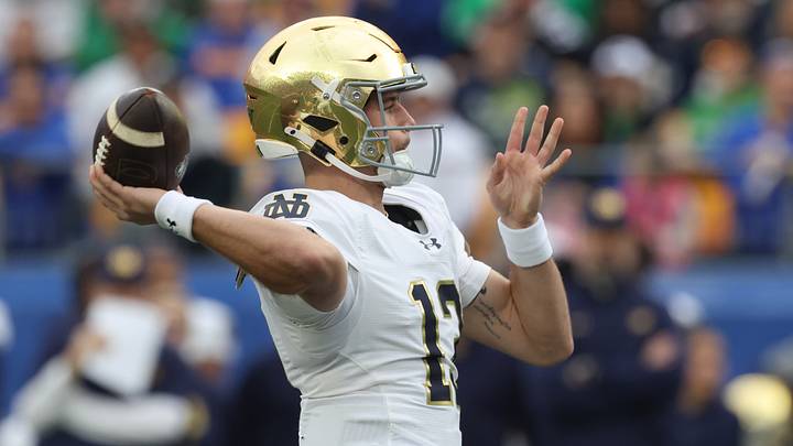 Notre Dame is favored against Wisconsin in Week 1 of the college football season. Notre Dame is favored against Wisconsin in Week 1 of the college football season.