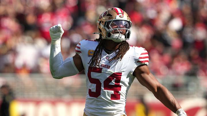 The San Francisco 49ers and middle linebacker Fred Warner are projected to win 10 games in 2026. 