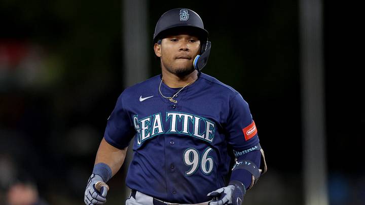 Sep 12, 2026; West Sacramento, California, USA;  Seattle Mariners designated hitter Michael Arroyo (96) runs the bases after hitting his first career home run against Athletics pitcher Joey Estes (not pictured) during the seventh inning at Sutter Health Park.  Mandatory Credit: Dennis Lee-Imagn Images