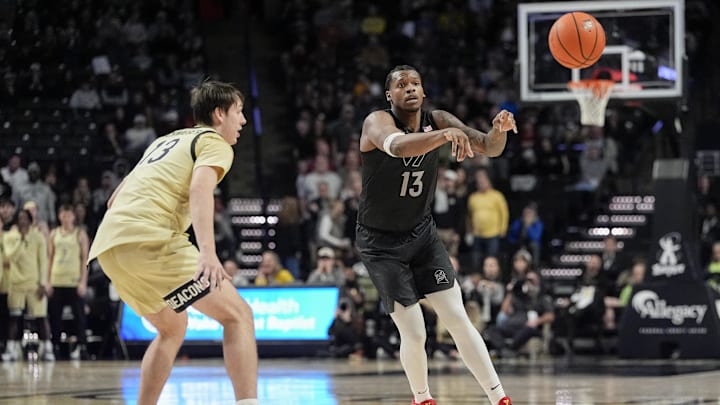 Jan 3, 2026; Winston-Salem, N.C.; Virginia Tech forward Amani Hansberry (13) passes the ball.