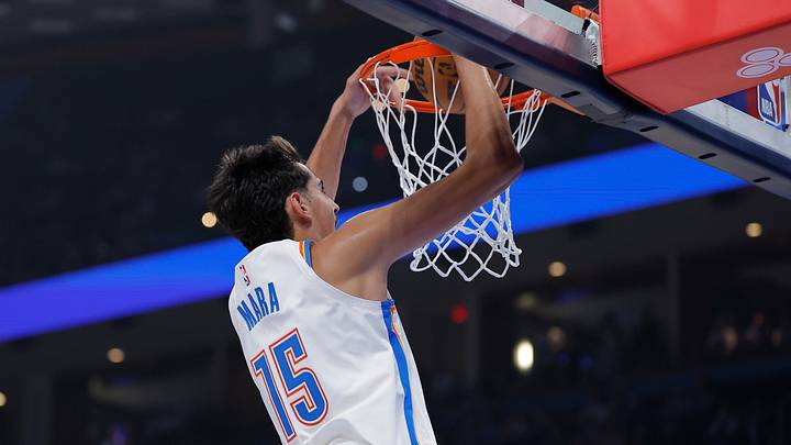 Oct 7, 2026; Oklahoma City, Oklahoma, USA; Oklahoma City Thunder center Aday Mara (15) dunks against the Milwaukee Bucks during the first half of a preseason game at Paycom Center. Mandatory Credit: Alonzo Adams-Imagn Images Oct 7, 2026; Oklahoma City, Oklahoma, USA; Oklahoma City Thunder center Aday Mara (15) dunks against the Milwaukee Bucks during the first half of a preseason game at Paycom Center. Mandatory Credit: Alonzo Adams-Imagn Images