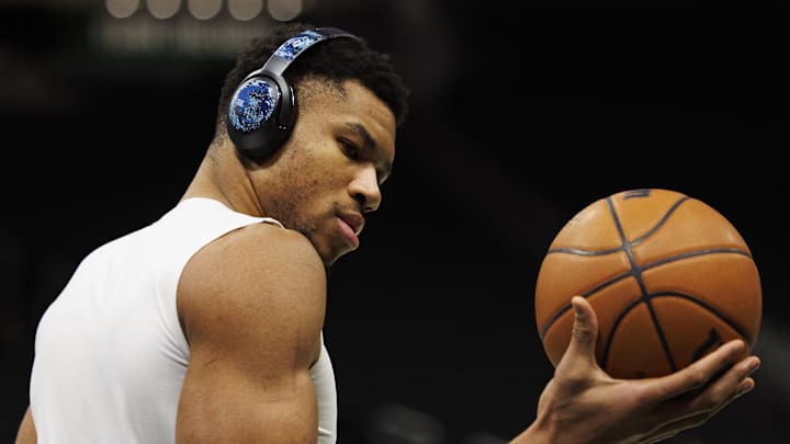 Dec 30, 2022; Milwaukee, Wisconsin, USA; Milwaukee Bucks forward Giannis Antetokounmpo (34) during warmups prior to the game against the Minnesota Timberwolves at Fiserv Forum. Mandatory Credit: Jeff Hanisch-Imagn Images Dec 30, 2022; Milwaukee, Wisconsin, USA; Milwaukee Bucks forward Giannis Antetokounmpo (34) during warmups prior to the game against the Minnesota Timberwolves at Fiserv Forum. Mandatory Credit: Jeff Hanisch-Imagn Images
