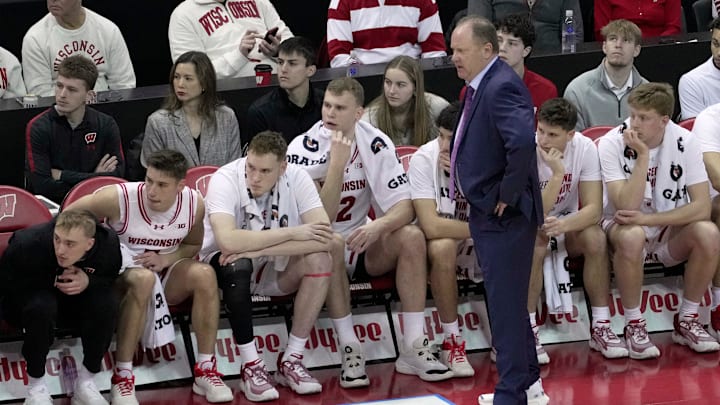 Wisconsin guard Isaac Gard, right, sits on the end of the bench as his father, head coach Greg Gard, watches his team during the first half of their game against Ohio State Saturday, January 31, 2026 at the Kohl Center in Madison, Wisconsin. Wisconsin guard Isaac Gard, right, sits on the end of the bench as his father, head coach Greg Gard, watches his team during the first half of their game against Ohio State Saturday, January 31, 2026 at the Kohl Center in Madison, Wisconsin.