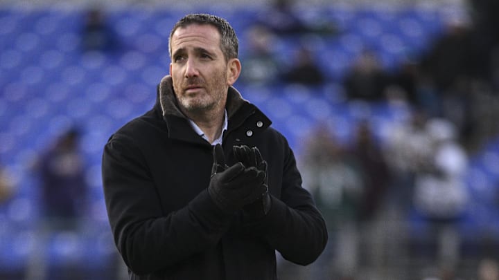 Dec 1, 2024; Baltimore, Maryland, USA; Philadelphia Eagles general manager Howie Roseman on the field before the game against the Baltimore Ravens  at M&T Bank Stadium. Mandatory Credit: Tommy Gilligan-Imagn Images