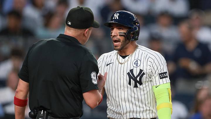 Jose Caballero talks with umpire Chris Segal during the fourth inning against the Cleveland Guardians. Jose Caballero talks with umpire Chris Segal during the fourth inning against the Cleveland Guardians.