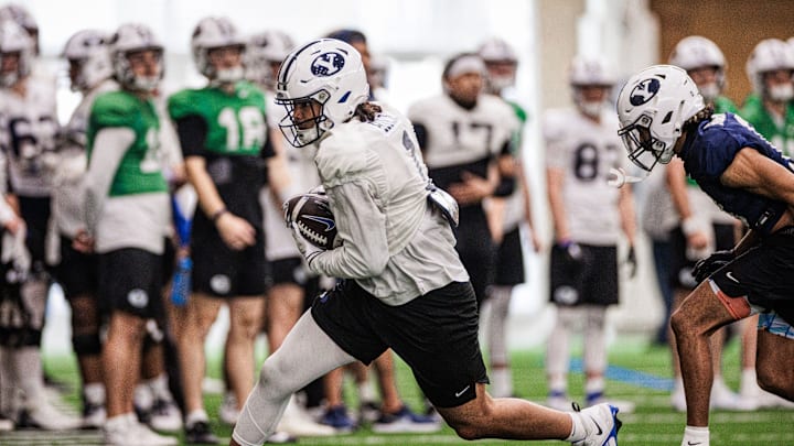 BYU tight end Keanu Hill at Spring practice