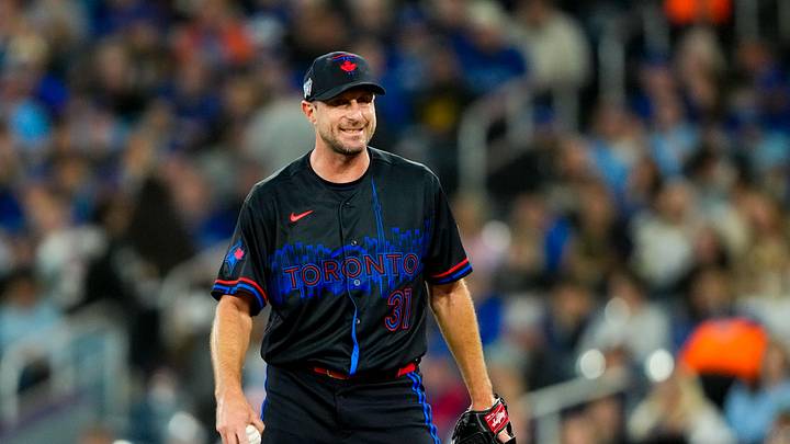 Apr 24, 2026; Toronto, Ontario, CAN; Toronto Blue Jays pitcher Max Scherzer (31) smiles in between pitches against the Cleveland Guardians at Rogers Centre. Mandatory Credit: Kevin Sousa-Imagn Images Apr 24, 2026; Toronto, Ontario, CAN; Toronto Blue Jays pitcher Max Scherzer (31) smiles in between pitches against the Cleveland Guardians at Rogers Centre. Mandatory Credit: Kevin Sousa-Imagn Images