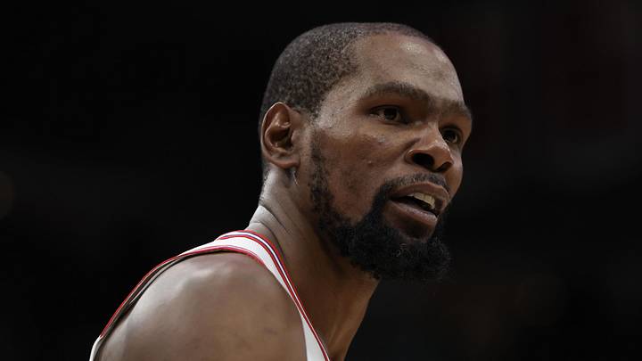 Mar 18, 2026; Houston, Texas, USA; Houston Rockets forward Kevin Durant (7) reacts while playing against the Los Angeles Lakers in the second half at Toyota Center. Mandatory Credit: Thomas Shea-Imagn Images