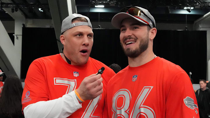 Former Utah Utes standouts Garrett Bolles (left) and Dalton Kincaid (right) will represent the Denver Broncos and Buffalo Bills, respectively, during the NFL Pro Bowl Games in San Francisco.