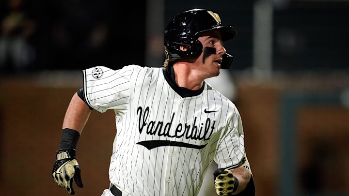 Vanderbilt third baseman Brodie Johnston (9) watches his grand slam home run against Xavier during the seventh inning at Hawkins Field in Nashville, Tenn., Friday, March 7, 2025. Vanderbilt won 15-3 in seven innings. Vanderbilt third baseman Brodie Johnston (9) watches his grand slam home run against Xavier during the seventh inning at Hawkins Field in Nashville, Tenn., Friday, March 7, 2025. Vanderbilt won 15-3 in seven innings.