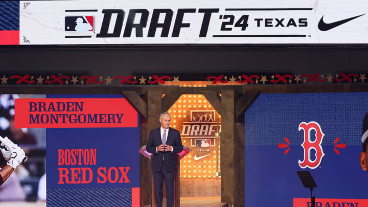 Jul 14, 2024; Ft. Worth, TX, USA;  MLB Commissioner Rob Manfred during the first round of the MLB Draft at Cowtown Coliseum. Mandatory Credit: Kevin Jairaj-USA TODAY Sports