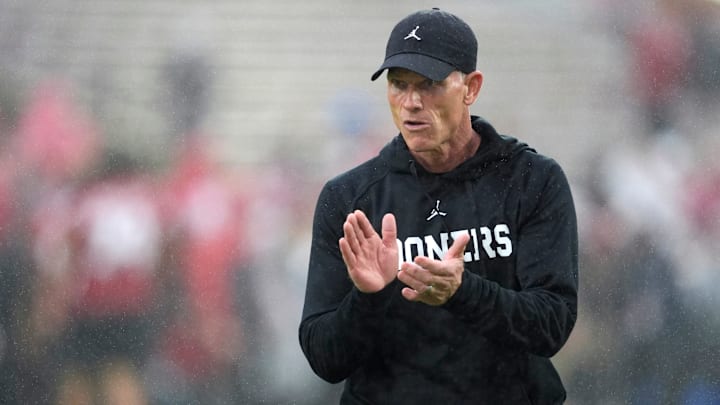 Oklahoma coach Brent Venables walks on the field before a college football game between the University of Oklahoma Sooners (OU) and the Ole Miss Rebels at Gaylord Family — Oklahoma Memorial Stadium in Norman, Okla., Saturday, Oct. 25, 2025. Oklahoma coach Brent Venables walks on the field before a college football game between the University of Oklahoma Sooners (OU) and the Ole Miss Rebels at Gaylord Family — Oklahoma Memorial Stadium in Norman, Okla., Saturday, Oct. 25, 2025.