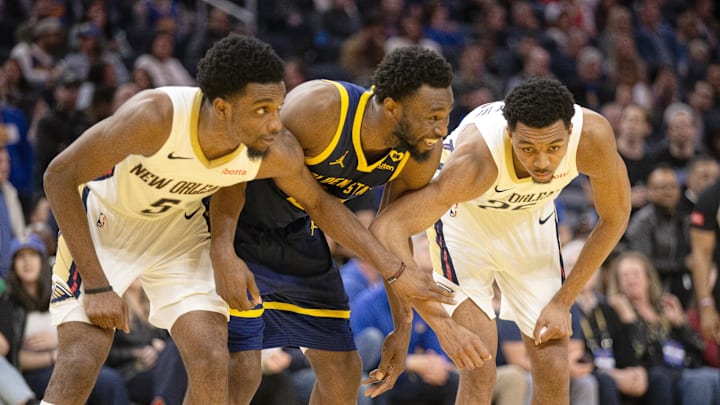 Herb Jones, Andrew Wiggins and Trey Murphy III Herb Jones, Andrew Wiggins and Trey Murphy III