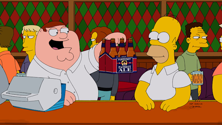 FAMILY GUY: Peter shares a Pawtucket beer with his new friend Homer in the season premiere ÒThe Simpsons GuyÓ episode of FAMILY GUY airing Sunday, September 28 (9:00-10:00 PM ET/PT) on FOX. FAMILY GUY/THE SIMPSONS ª and © 2014 TCFFC ALL RIGHTS RESERVED. FAMILY GUY: Peter shares a Pawtucket beer with his new friend Homer in the season premiere ÒThe Simpsons GuyÓ episode of FAMILY GUY airing Sunday, September 28 (9:00-10:00 PM ET/PT) on FOX. FAMILY GUY/THE SIMPSONS ª and © 2014 TCFFC ALL RIGHTS RESERVED.