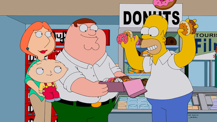 FAMILY GUY: The Griffins are greeted by a friendly stranger named Homer Simpson, when they take an unexpected trip to Springfield in the season premiere ÒThe Simpsons GuyÓ episode of FAMILY GUY airing Sunday, September 28 (9:00-10:00 PM ET/PT) on FOX. FAMILY GUY/THE SIMPSONS ª and © 2014 TCFFC ALL RIGHTS RESERVED.