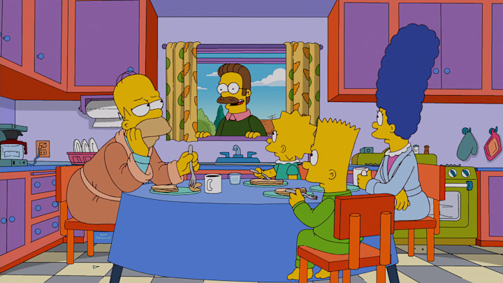 THE SIMPSONS: Homer falls into a funk when he breaks his "Mapple" MyPad, until Ned Flanders discovers a miracle in the Simpsons' backyard in the all-new "A Tree Grows in Springfield" episode of THE SIMPSONS airing Sunday, Nov. 25 (8:00-8:30 PM ET/PT) on FOX. THE SIMPSONS ™ and © 2012 TCFFC ALL RIGHTS RESERVED.