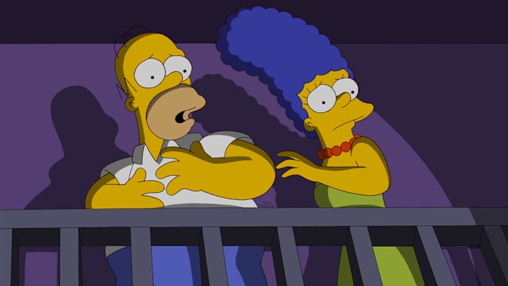 THE SIMPSONS: Homer and Marge try to sneak back to Springfield after being evicted by the town's citizens in "At Long Last Leave," the milestone 500th episode of THE SIMPSONS, airing Sunday, Feb. 19 (8:00-8:30 PM ET/PT) on FOX. THE SIMPSONS ™ and © 2012 TCFFC ALL RIGHTS RESERVED.