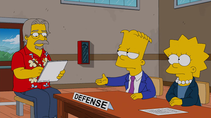 THE SIMPSONS: Lisa must assume the role of attorney and defend her brother in youth court when he is falsely accused of pulling an Easter prank in the all-new "Dark Knight Court" episode of THE SIMPSONS airing Sunday, March 17 (8:00-8:30 PM ET/PT) on FOX. THE SIMPSONS ™ and © 2013 TCFFC ALL RIGHTS RESERVED.