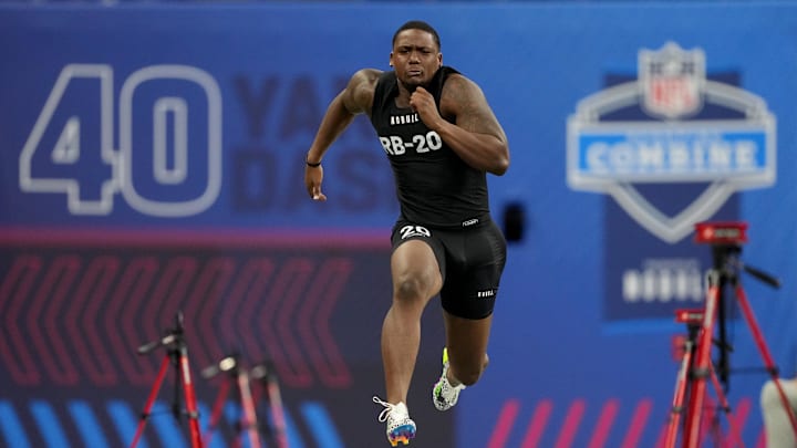 Mar 5, 2023; Indianapolis, IN, USA; Tulsa running back Deneric Prince (RB20) during the NFL Scouting