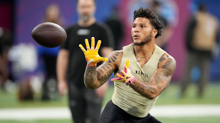 Mar 2, 2024; Indianapolis, IN, USA; Michigan running back Blake Corum (RB06) during the 2024 NFL