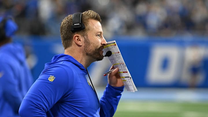 Jan 14, 2024; Detroit, Michigan, USA; Los Angeles Rams head coach Sean McVay during the second half