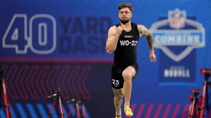 Mar 2, 2024; Indianapolis, IN, USA; Florida wide receiver Ricky Pearsall (WO23) during the 2024 NFL