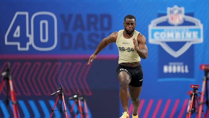 Mar 2, 2024; Indianapolis, IN, USA; Florida State running back Trey Benson (RB04) during the 2024