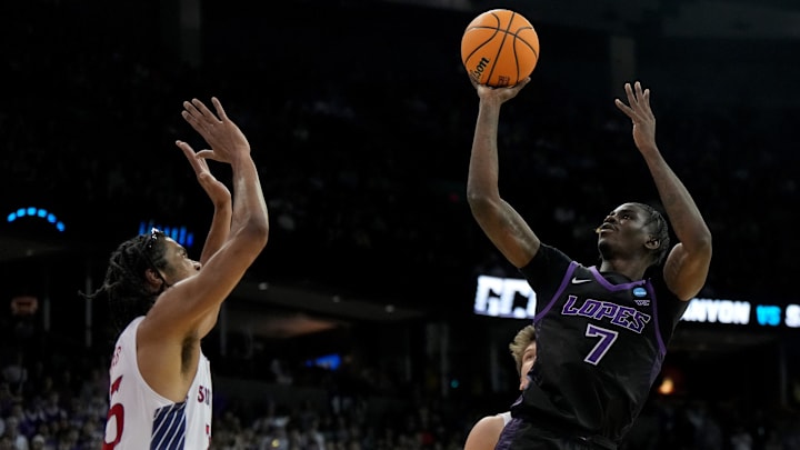 Mar 22, 2024; Spokane, WA, USA; Grand Canyon Antelopes guard Tyon Grant-Foster (7) shoots against