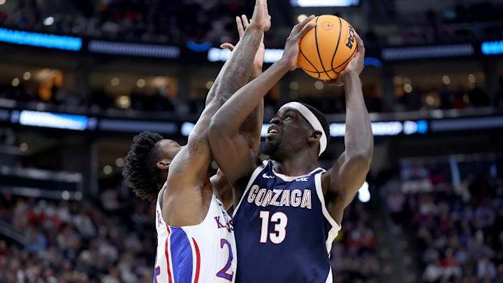 Mar 23, 2024; Salt Lake City, UT, USA; Gonzaga Bulldogs forward Graham Ike (13) shoots against