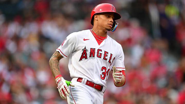 Aug 19, 2023; Anaheim, California, USA; Los Angeles Angels center fielder Jordyn Adams (39) runs after hitting a single against the Tampa Bay Rays during the third inning at Angel Stadium. Mandatory Credit: Gary A. Vasquez-Imagn Images Aug 19, 2023; Anaheim, California, USA; Los Angeles Angels center fielder Jordyn Adams (39) runs after hitting a single against the Tampa Bay Rays during the third inning at Angel Stadium. Mandatory Credit: Gary A. Vasquez-Imagn Images