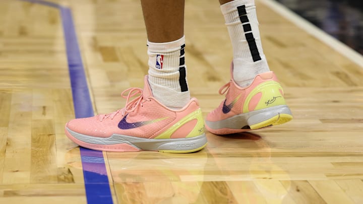 Feb 27, 2024; Orlando, Florida, USA; A detailed view of the shoes worn by Brooklyn Nets forward Feb 27, 2024; Orlando, Florida, USA; A detailed view of the shoes worn by Brooklyn Nets forward