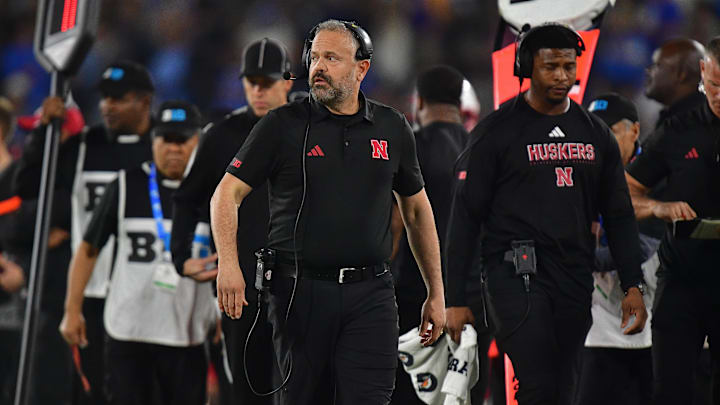 Nebraska Cornhuskers head coach Matt Rhule watches game action against the UCLA Bruins during the first half at the Rose Bowl. 