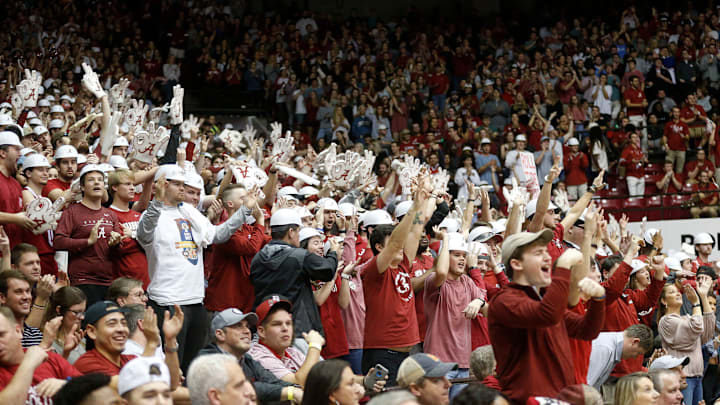 A huge crowd cheers on the Crimson Tide as they play in Coleman Coliseum A huge crowd cheers on the Crimson Tide as they play in Coleman Coliseum
