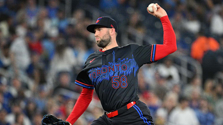 Toronto Blue Jays relief pitcher Tim Mayza (58) delivers a pitch against the Baltimore Orioles in the seventh inning at Rogers Centre on June 5. Toronto Blue Jays relief pitcher Tim Mayza (58) delivers a pitch against the Baltimore Orioles in the seventh inning at Rogers Centre on June 5.